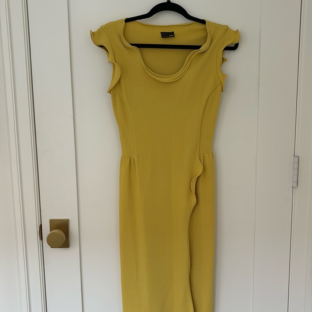 One of a kind designer Fendi dress - bright yellow IT 40